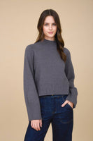 Mock Neck Long Sleeve Knit Cropped Sweater