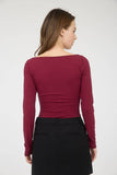 Boat Neck Long Sleeve Solid Knit Top