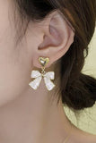 Bow Gold Heart Drop Earrings
