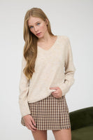 V Neck Long Sleeve Knit Sweater