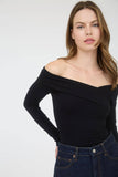 Off Shoulder Wrap Long Sleeve Knit Top