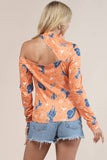Western Cowboy Print Cut Off Mock Neck Top