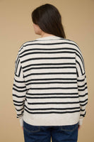 Plus Stripe Front Seam Sweater