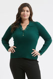 Plus Collard Gold Snap Long Sleeve