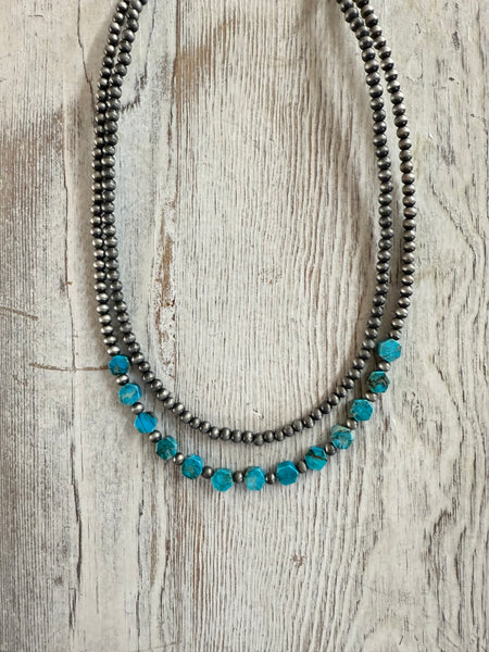 Double Strand Navajo Hexa Gemstone Necklace