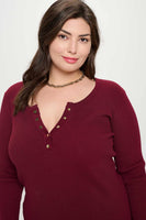 Plus Long Sleeve Henley Top