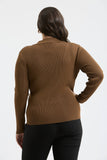 Plus Collard Gold Snap Long Sleeve