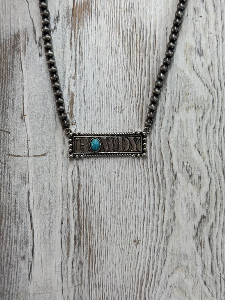 Howdy Pendant Navajo Pearl Bead Necklace