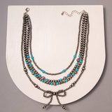 Multi-Strand Western Beaded Necklace with Long Tail Bow