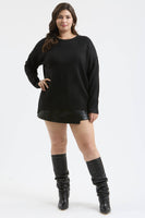 Plus Solid Crewneck Front Seam Sweater