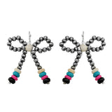 Western Pearl Bead Bowknot Earrings