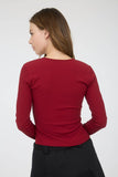 Ribbed Long Sleeve Button Known Knit Top