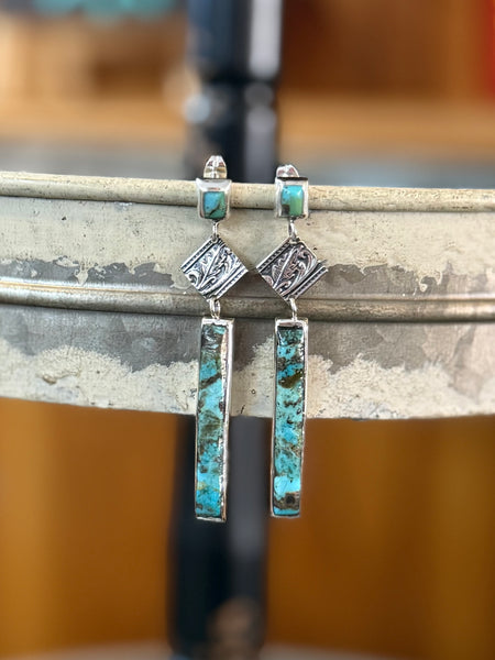 Turquoise Rectangle Stamped Post