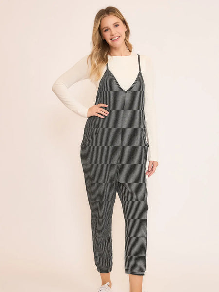 Casual Striped V-Neck Strappy Jumpsuit