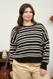 Plus Stripe Front Seam Sweater