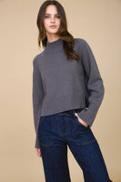 Mock Neck Long Sleeve Knit Cropped Sweater