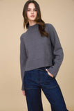 Mock Neck Long Sleeve Knit Cropped Sweater