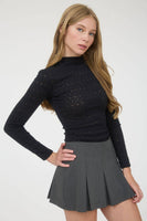 Stripe Floral Mock Neck Long Sleeve