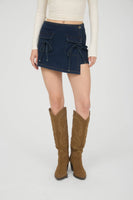 Bow Denim Mini Skort