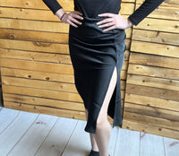 Satin Slit Midi Skirt