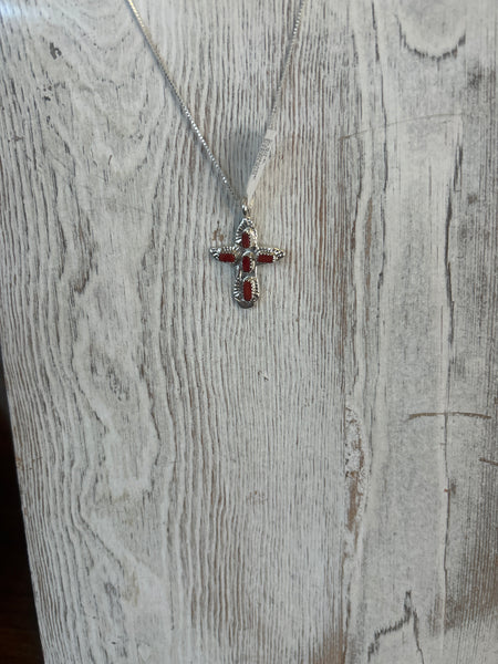 Coral Cross Necklace