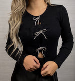 Jeweled Bow Sweater
