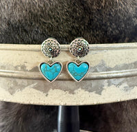 Stone Heart Drop Post Earring