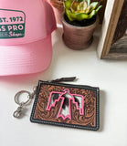 Western Cowhide Leather Keychain Wallet
