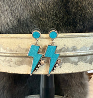 Wood Lightning Bolt Earring