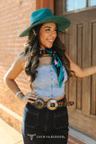 Brown Leopard Suede Genuine Leather Oval Concho Belt