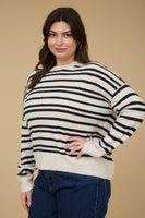 Plus Stripe Front Seam Sweater