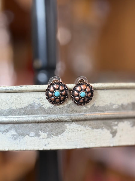Copper Flower Studs