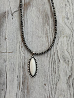 Navajo Bead White Oval Necklace