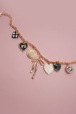 Charm Necklace- Bow, Checker Heart, Rhinestone