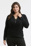 Plus Collard Gold Snap Long Sleeve