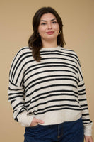 Plus Stripe Front Seam Sweater