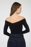 Off Shoulder Wrap Long Sleeve Knit Top