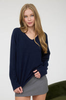 V Neck Long Sleeve Knit Sweater