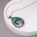 Western Turquoise Hat & Boot Teardrop Pendant Necklace