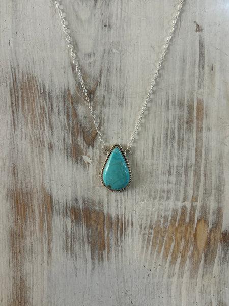 Turquoise Stone Drop Necklace