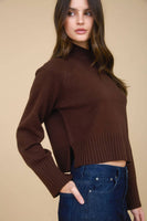 Mock Neck Long Sleeve Knit Cropped Sweater