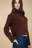 Mock Neck Long Sleeve Knit Cropped Sweater