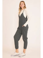 Casual Striped V-Neck Strappy Jumpsuit