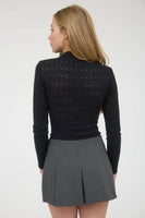 Stripe Floral Mock Neck Long Sleeve