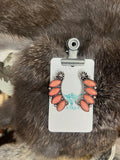 Western Concho Semi Stone Stud Earrings