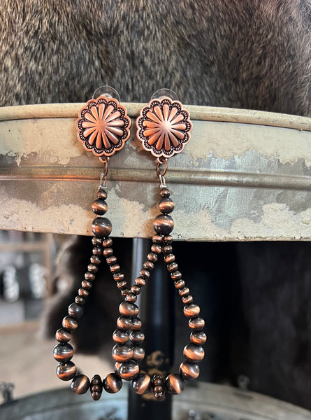 Copper Navajo Bead Post Earrings