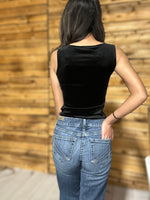 Velvet Boat Neck Knit Top