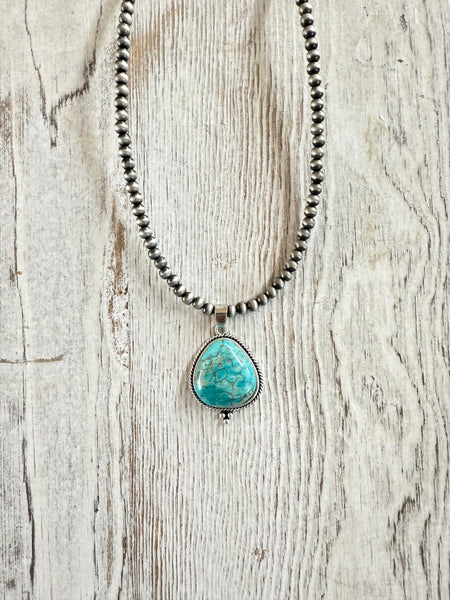 Navajo Bead Turquoise Drop Necklace
