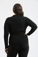Plus Collard Gold Snap Long Sleeve