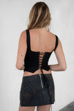 JESSIE Embroidered Western Suede Corset Bustier Top Vest
